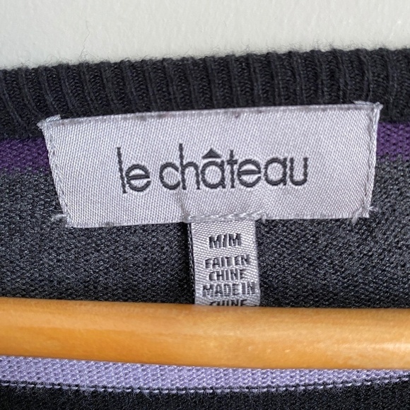 Le Chateau Men's Long Sleeve Striped Light Bamboo Sweater Size Medium - Picture 2 of 11